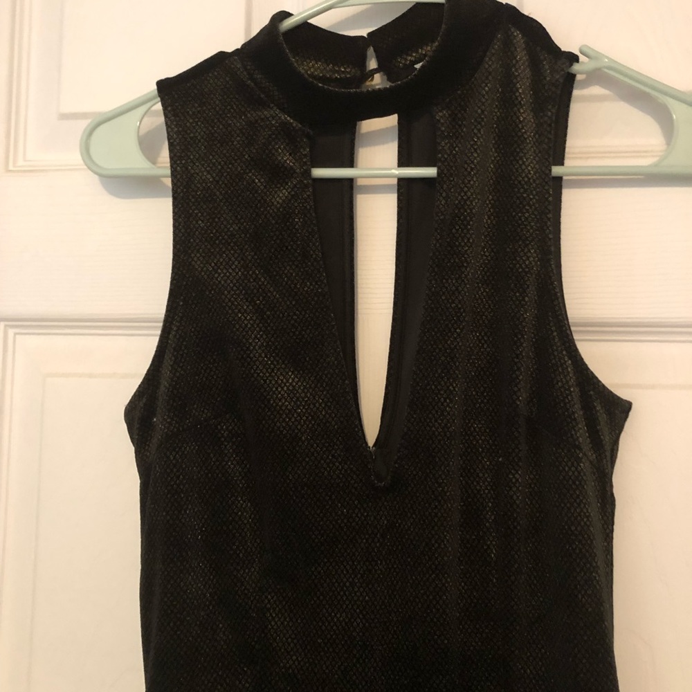 Black/gold snakeskin velour jumpsuit by Charlotte Russe size S